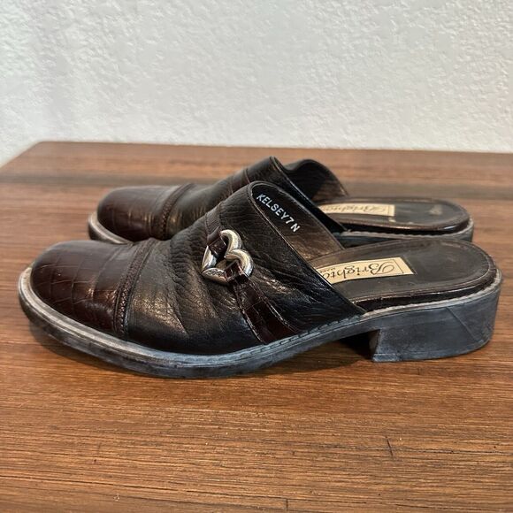Brighton Kelsey Black/Brown Leather Slip On Mules Size 7N - Picture 6 of 8